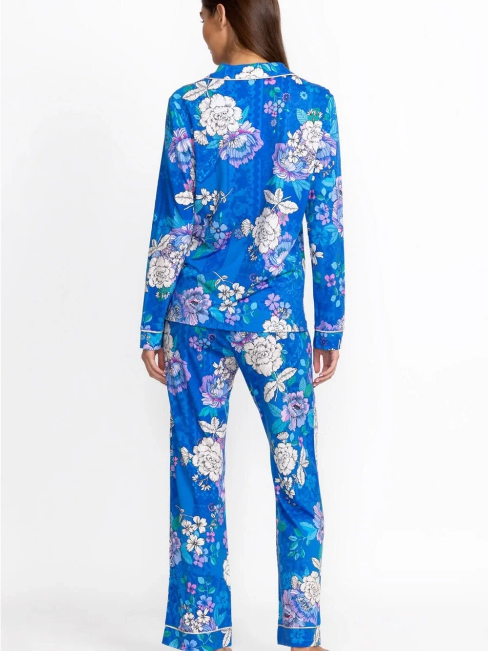 Johnny Was Blue Floral Pajama Set